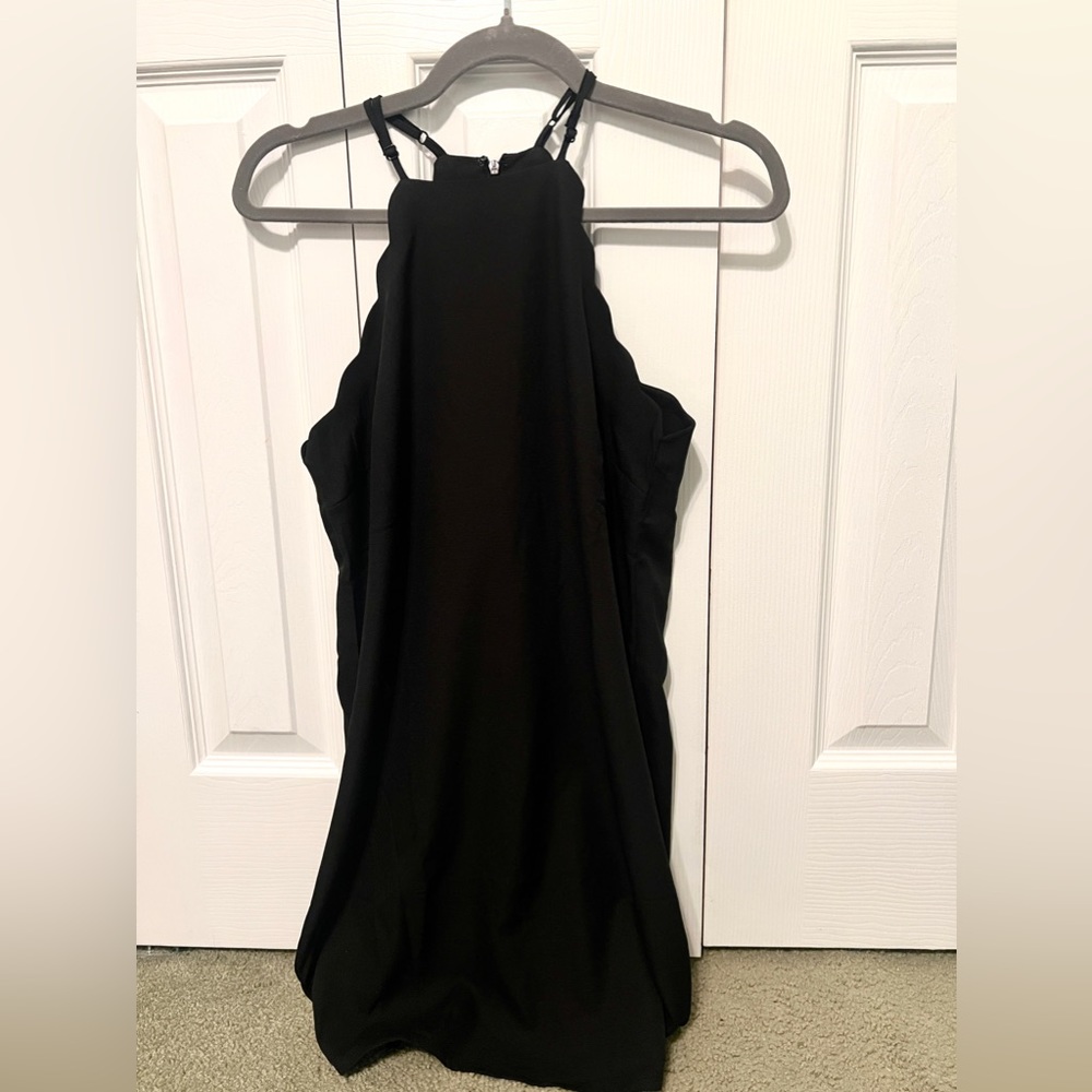 black scalloped dress